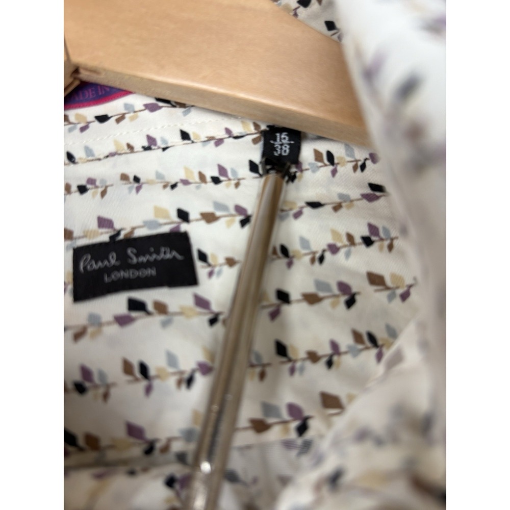 Paul Smith London Men Lavender & Purple Print Cotton Button Up Long Sleeve Shirt - Picture 4 of 8